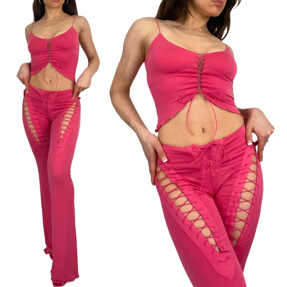 I.AM.GIA Hot Pink Lace-Up Top